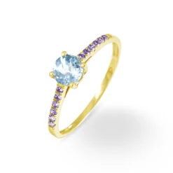 Bague Manon Or Jaune Topaze Et Amethyste