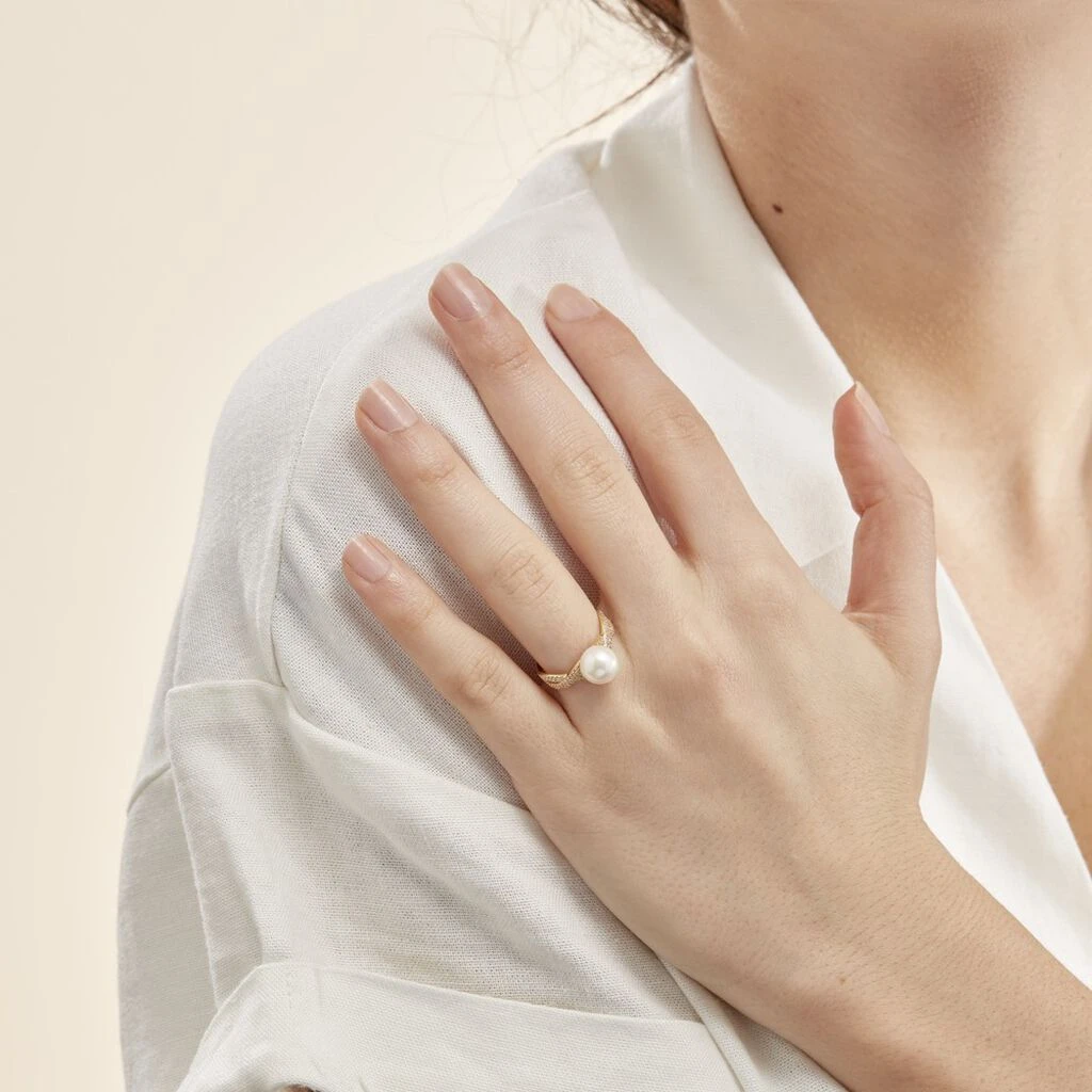 Bague Maria-theresa Or Jaune Perle De Culture Et Oxyde De Zirconium – Image 5