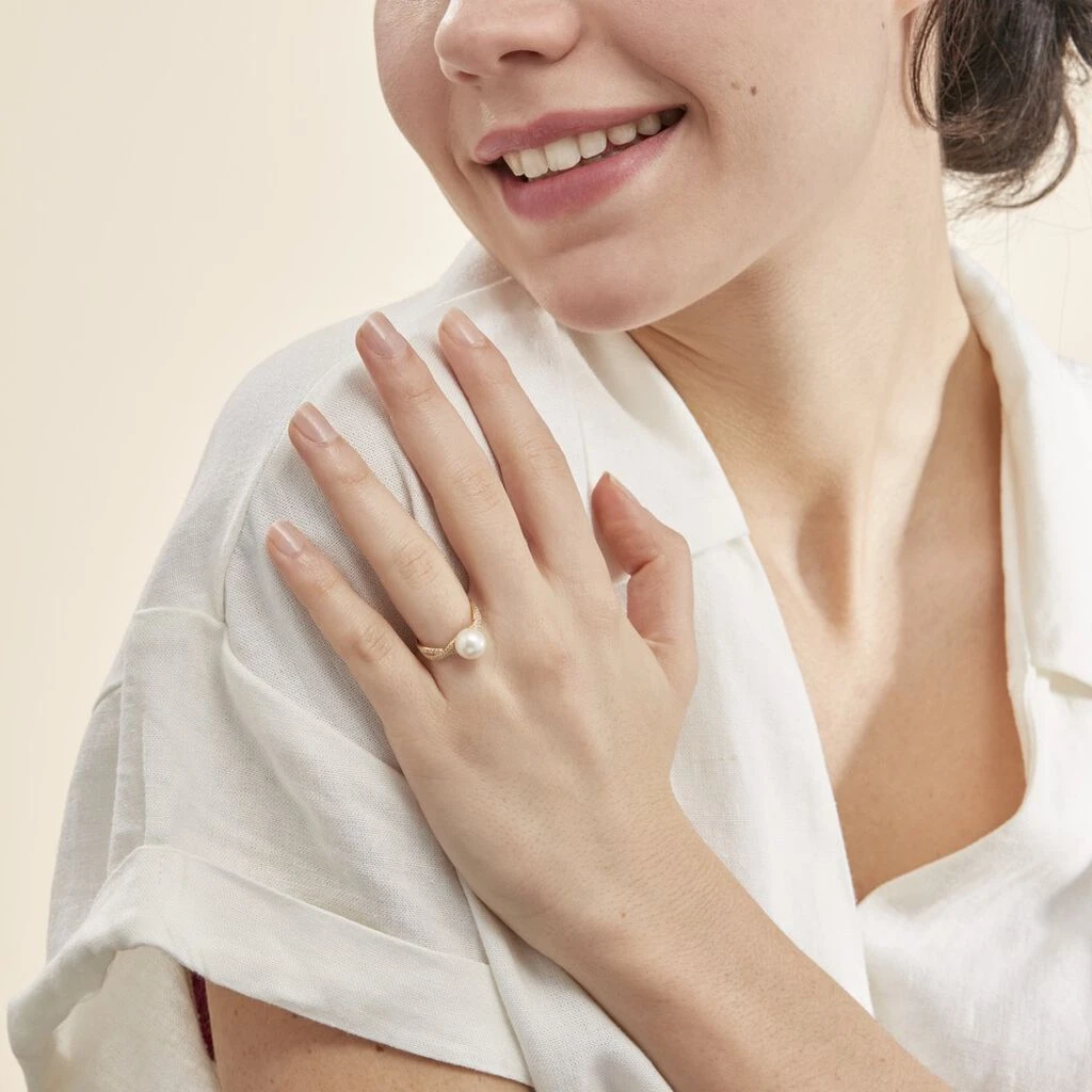 Bague Maria-theresa Or Jaune Perle De Culture Et Oxyde De Zirconium – Image 6