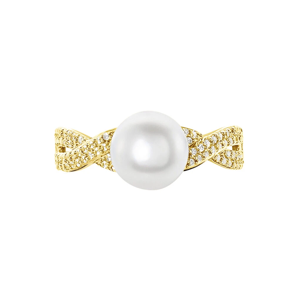 Bague Maria-theresa Or Jaune Perle De Culture Et Oxyde De Zirconium – Image 2
