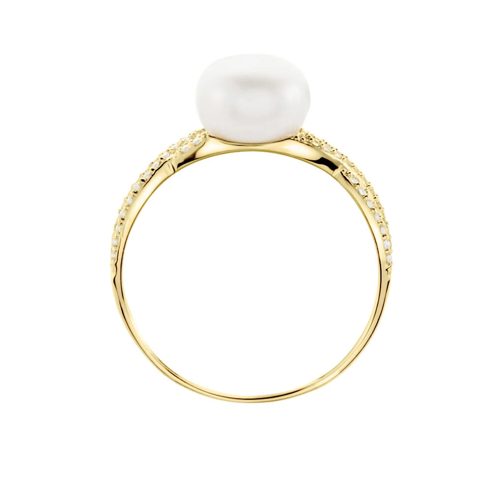 Bague Maria-theresa Or Jaune Perle De Culture Et Oxyde De Zirconium – Image 3