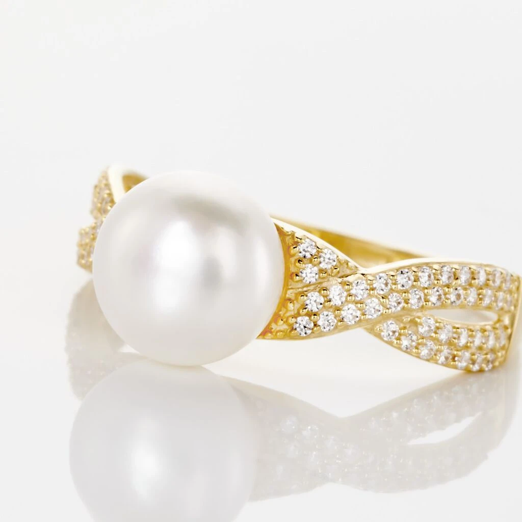 Bague Maria-theresa Or Jaune Perle De Culture Et Oxyde De Zirconium – Image 4