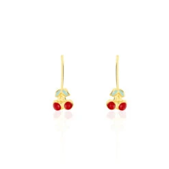 Boucles D'oreilles Pendantes Cherry Cerise Or Jaune