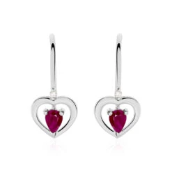 Boucles D'oreilles Danilo Or Blanc Rubis
