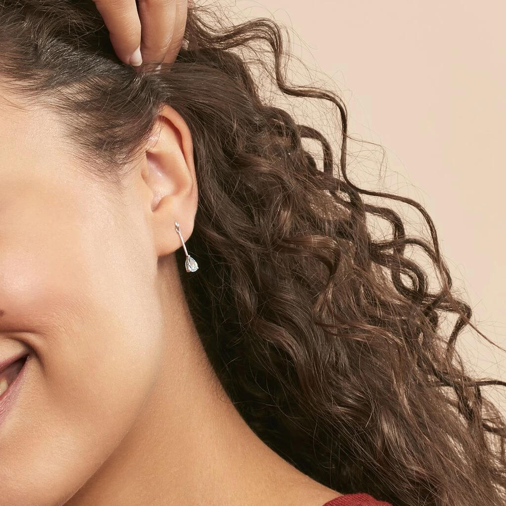 Boucles D'oreilles Pendantes Goutte Or Blanc Topaze – Image 4