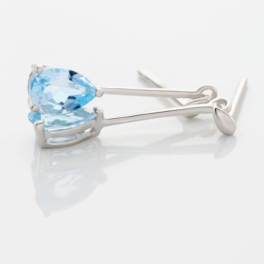 Boucles D'oreilles Pendantes Goutte Or Blanc Topaze – Image 3