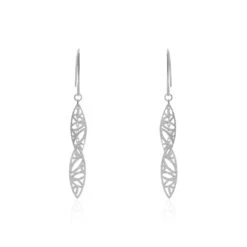 Boucles D'oreilles Pendantes Bartolomea Feuille Or Blanc