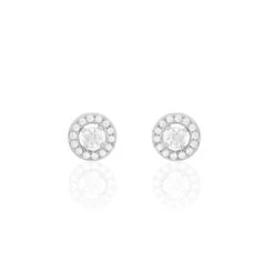 Boucles D'oreilles Puces Star Or Blanc Oxyde De Zirconium