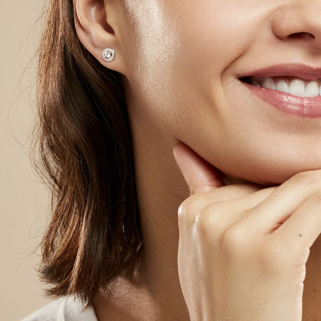 Boucles D'oreilles Puces Star Or Blanc Oxyde De Zirconium – Image 4