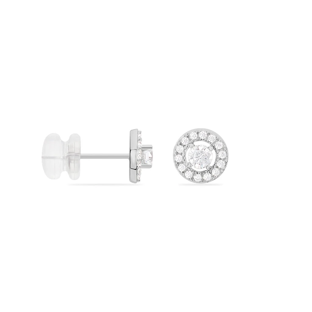 Boucles D'oreilles Puces Star Or Blanc Oxyde De Zirconium – Image 2