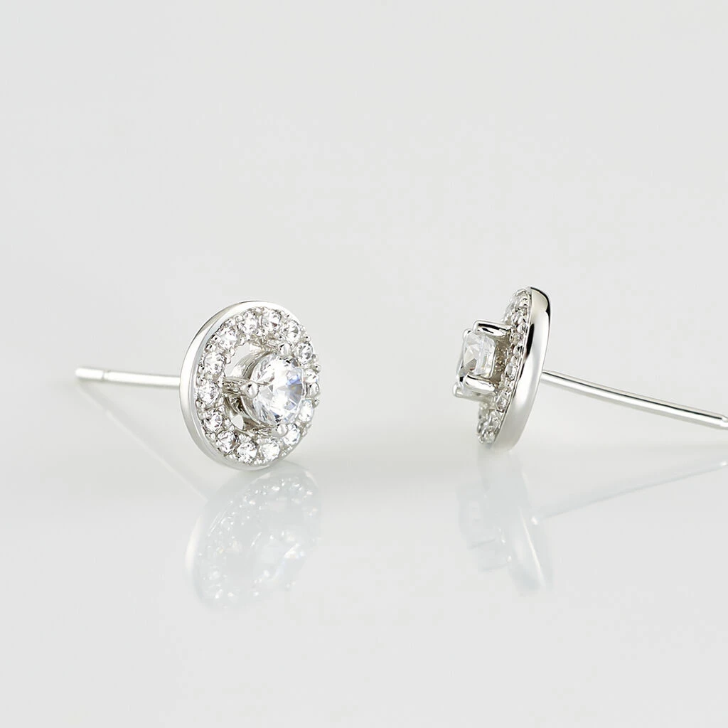 Boucles D'oreilles Puces Star Or Blanc Oxyde De Zirconium – Image 3