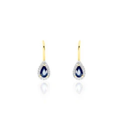 Boucles D'oreilles Pendantes Doorsie Or Jaune Saphir Et Diamant