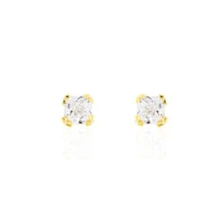 Boucles D'oreilles Puces Doreen Carre Or Jaune Oxyde De Zirconium