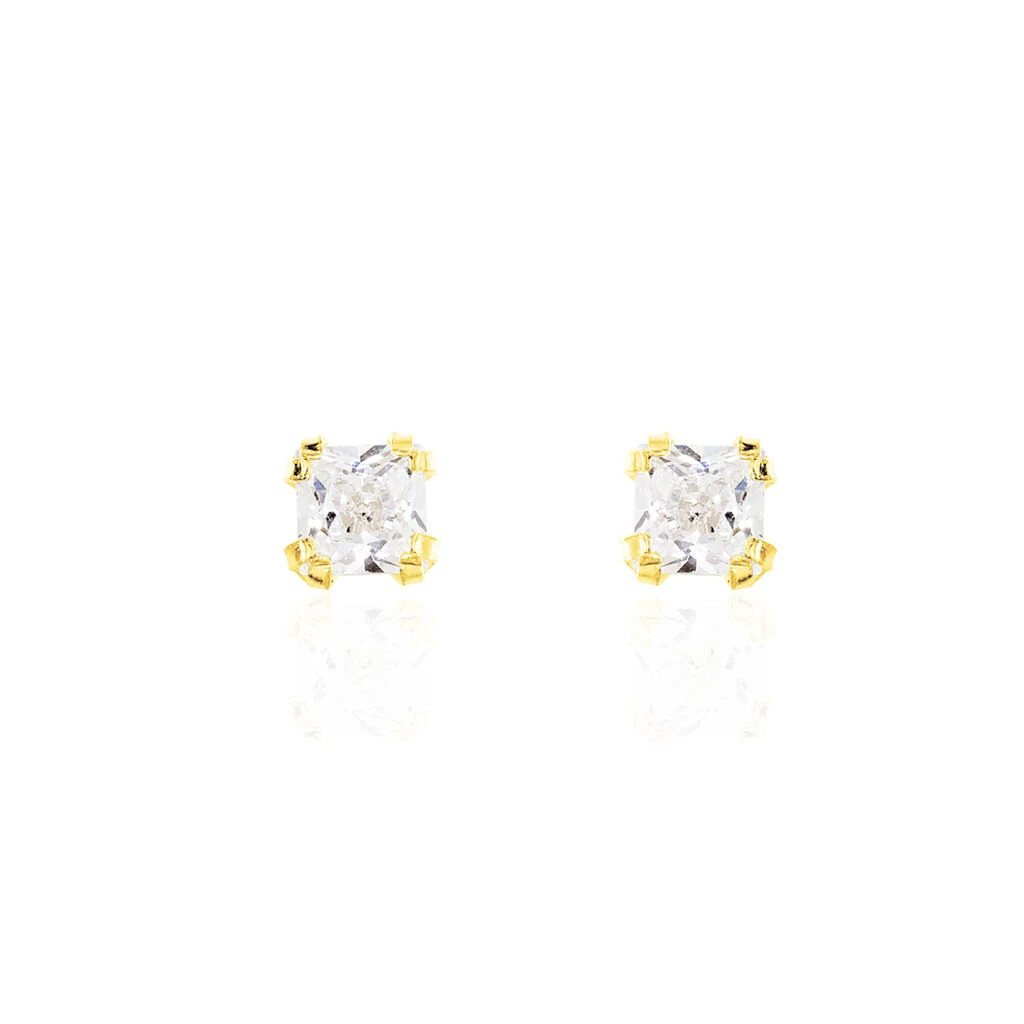 Boucles D'oreilles Puces Doreen Carre Or Jaune Oxyde De Zirconium