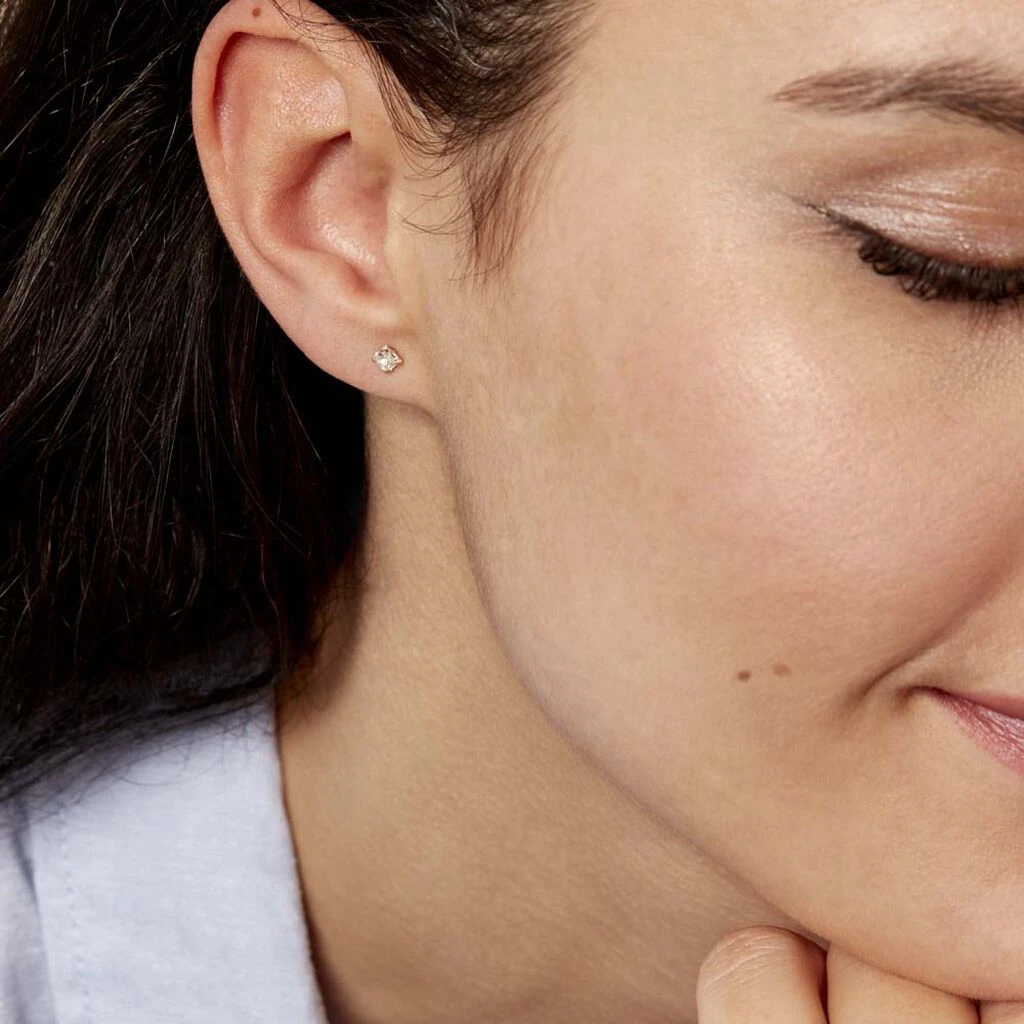 Boucles D'oreilles Puces Doreen Carre Or Jaune Oxyde De Zirconium – Image 4