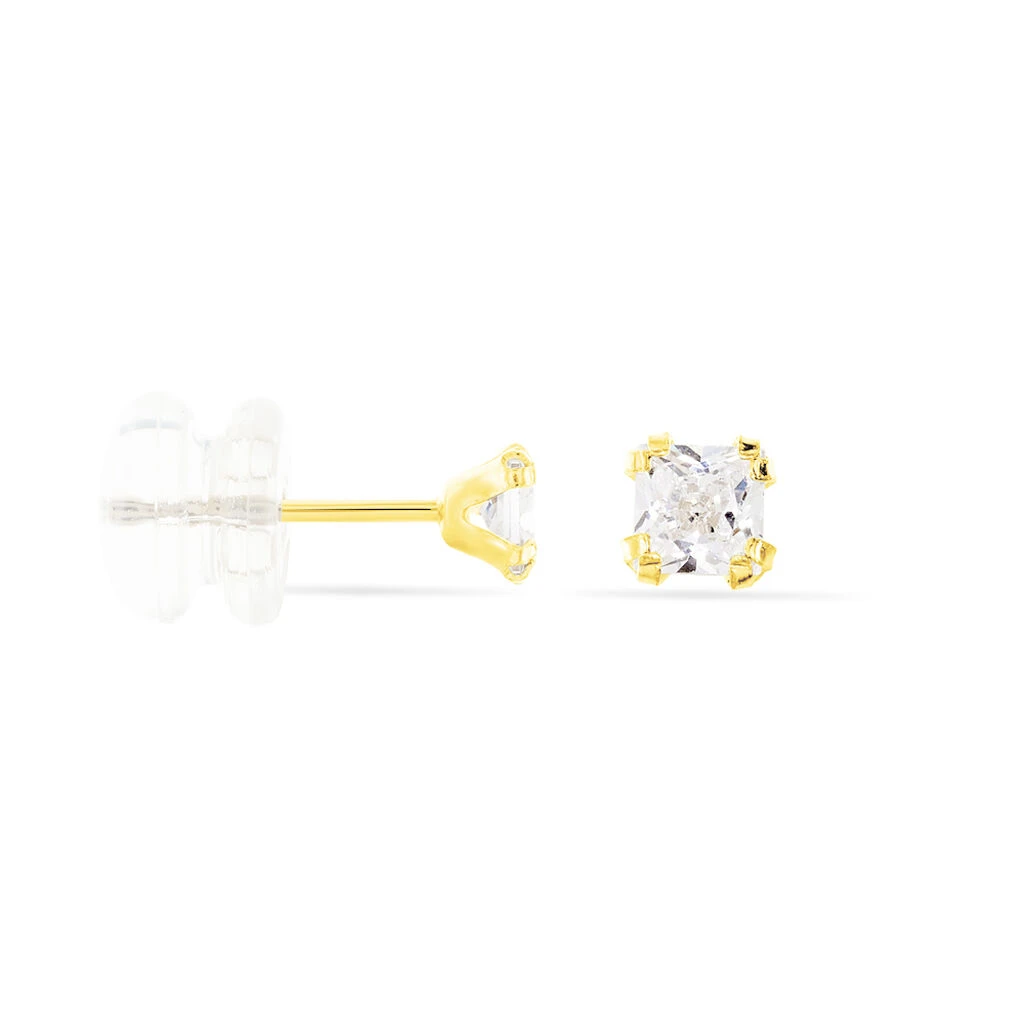 Boucles D'oreilles Puces Doreen Carre Or Jaune Oxyde De Zirconium – Image 2