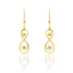 Boucles D'oreilles Pendantes Ademar Or Jaune Oxyde De Zirconium