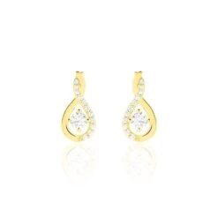 Boucles D'oreilles Pendantes Evana Or Jaune Oxyde De Zirconium