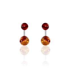 Bijoux D'oreilles Belma Argent Blanc Ambre