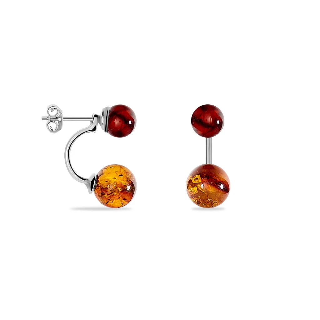 Bijoux D'oreilles Belma Argent Blanc Ambre – Image 2