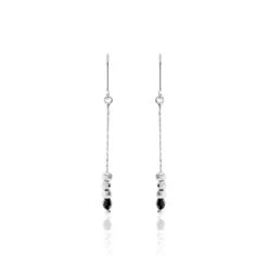 Boucles D'oreilles Pendantes Cyprielle Argent Blanc Pierre De Synthese