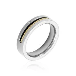 Bague Acier Blanc Stelios Diamant