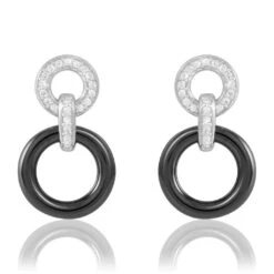 Boucles D'oreilles Pendantes Besmala Argent Oxyde Et Céramique